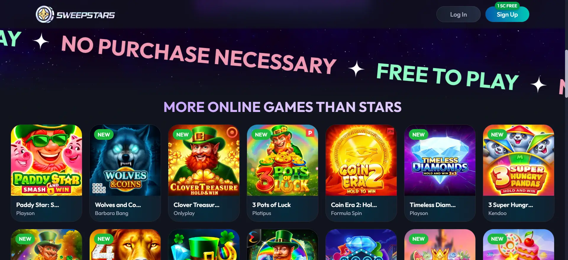 SweepStars Casino-Style Games Library